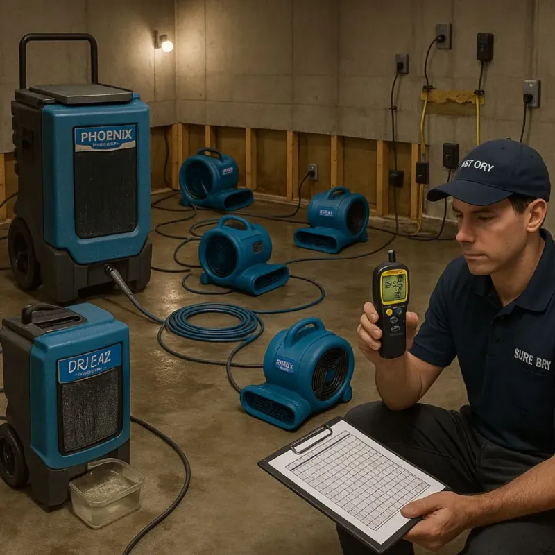 Structural Drying and Dehumidification process in Anthony, TX